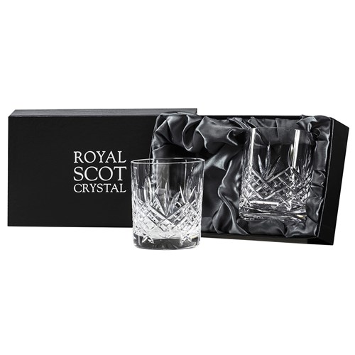 Glencoe 2 Crystal Large Tumblers 95 mm (Presentation Boxed) Royal Scot Crystal - Fast Shipping